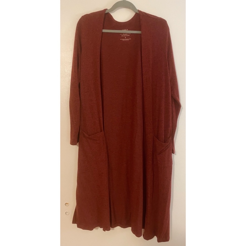EUC - Torrid Plush Burnt Sienna Full Length Duster Cardigan Size 2 (18/20)
